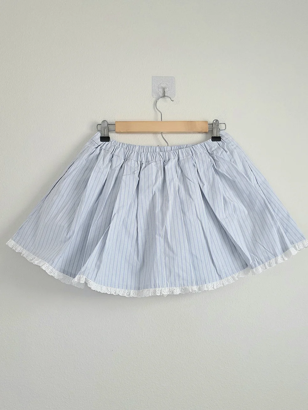 MAJORELLE Light Blue and White Striped Skirt Set with Lace Trim - Picture 8 of 10
